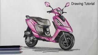 How to Draw Scooter bike Step by Step (Very Easy)