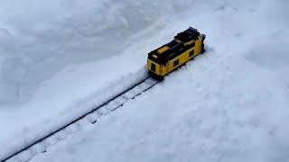 LEGO Snow Plow Train: working and clearing snow