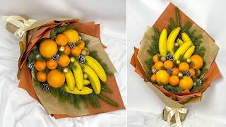Зимний букет из фруктов. Подарки, поделки из бананов, апельсинов и мандаринов на Новый Год Рождество