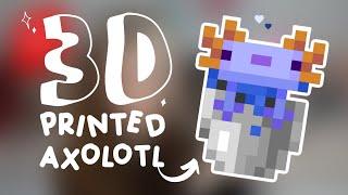 3D Printing the RARE Minecraft blue axolotl in a bucket!