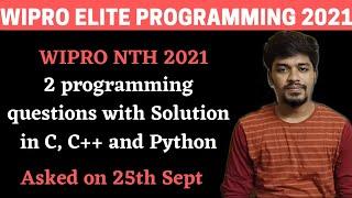 Wipro Latest Programming Questions with Solutions | Asked on 25th Sept - Slot 1 | BiNaRiEs