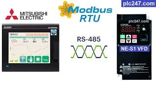 Mitsubishi HMI "Modbus RTU" Hitachi NE-S1 Tutorial