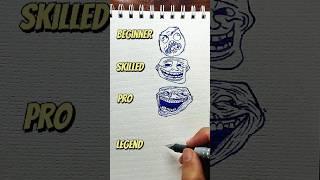 Troll Face Drawing What's Your Level??️ #shorts #artchallege #artist