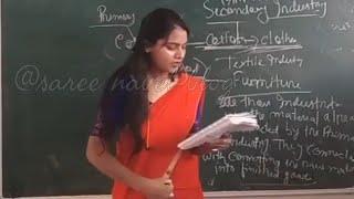 school teacher hot saree navel show| rare saree slip | cute navel 