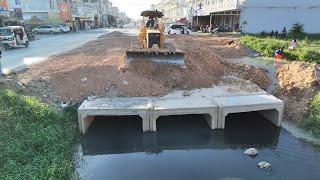 Start New PROJECT! Dump Truck Filling Land Connect The Road into water By dozer D31P KOMATSU