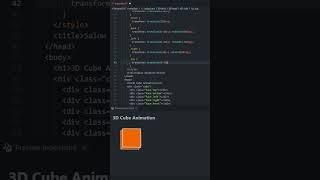 3D Cube animation HTML and CSS tutorial for beginners 2021 #shorts #coding