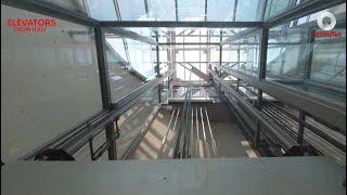 2 AMAZING full-glass 1998 Schindler D-Series traction elevators@STEFFL D. Store, Vienna, Austria