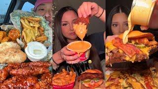 TIKTOK Mukbang Compilation Pt. 17 | Wingstop, Dave's Hot Chicken, Chipotle, Buldak & More!