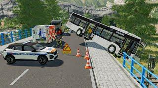 Accident de BUS qui est presque tombé du Pont (Evacuation des blessés et du BUS) | FS 22 Roleplay
