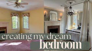 Creating my DREAM bedroom | Faux Bed Canopy & Floral Wallpaper