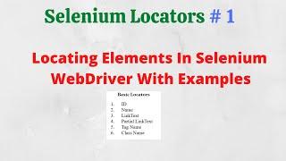 Locators # 1 | Locating Elements In Selenium WebDriver With Examples | NATASA Tech