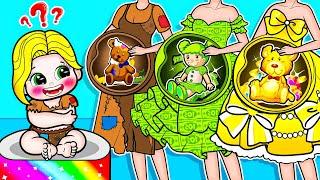 [paper dolls] Poor Rapunzel Find Rich Pregnant Mother and Daughter  | Rapunzel Family 놀이 종이