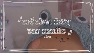 crochet frog earmuffs and bandanna️ || vlog