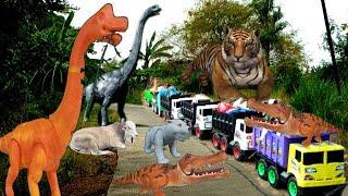 Simulation Toy Truck Animal Transport Brontosaurus Triceratops Crocodile Horse Cow Toy Garbage Truck