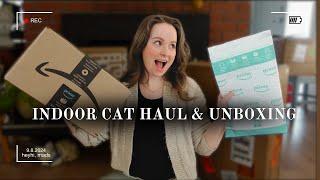 INDOOR CAT HAUL Amazon Unboxing *Toys, Scratchers & Tower* | heyhi, mads