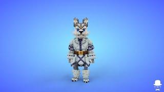 Wolf Warrior Voxel Character - 3D Lowpoly Fantasy Creature - Game Asset