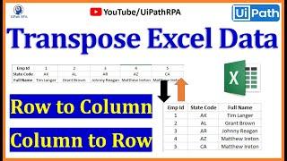 UiPath Transpose Excel Data Vica Versa | Transpose Row to Column and Column to Row UiPath RPA