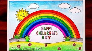 Children Day poster drawing, 14th Nov | Easy Drawing on Children's Day | Bal Diwas par Chitra