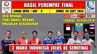 JOJO LOLOS KE SEMIFINAL ~ Hasil 8 Besar China Open 2024 Hari Ini ~ 3 Wakil Lolos Ke Semifinal