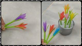 straw art | home decorative items | drinking straw craft ideas | best out of waste | flower making