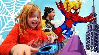 Adley plays SPiDER GiRL in Roblox to Rescue Dad!!  Pirate Ship Battle game! Adley’s App Review pt 1