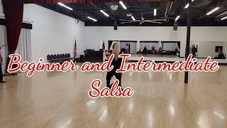 Beginner and Intermediate Salsa: Basic warm-up, Pass the book, and pivot turns