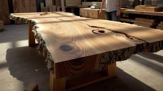 Massive Live Edge Wood Table Build with Amazing Skills// Creating a Stunning Mahogany Tabletop