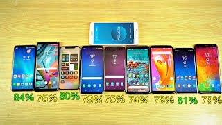 Samsung Galaxy S9 vs iPhone X vs S8 vs Note 8 vs OnePlus 5T vs Pixel 2 XL Battery Life Drain Test