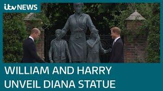 William and Harry put differences aside to unveil Princess Diana statue | ITV News