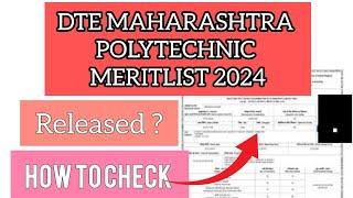 DTE Maharashtra Polytechnic Meritlist 2024 | How To Check DTE Maharashtra Polytechnic 2024 Meritlist