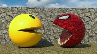 Gold Pacman 3D vs Spider Pacman [The Fight]