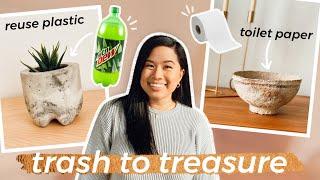 DIY-ING MY TRASH INTO HOME DECOR (FT. LETITIA KIU) | Marble Concrete Pot + Toilet Paper Mache Bowl