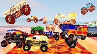 Monster Trucks Downhill/Obstacle Course crashes #3 - Beamng drive