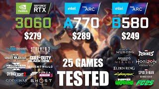 RTX 3060 12GB vs ARC A770 16GB vs ARC B580 12GB | R9 - 7950X3D | 1080p - 25 Games Tested