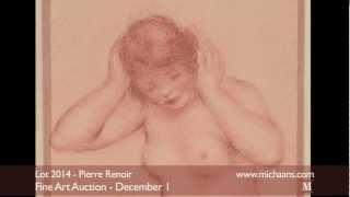 Pierre Renoir - "Jeune Femme nue aux bras levés" Sanguine on paper