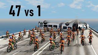 47 NPC cyclists try to survive my destructive maps