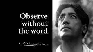 Observe without the word | Krishnamurti