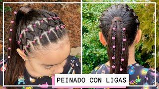 PEINADO PARA NIÑAS CON  LIGAS CRUZADAS Y COLETA !! | Peinados Faciles y Rapidos de Hacer 