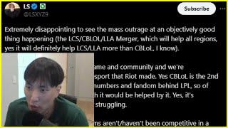 Doublelift Reacts to LS' Reaction to the LCS, CBLOL, LLA Merger Outrage