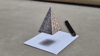 3d drawing pyramid  on paper easy