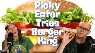 Picky Eater Tries BURGER KING for the FIRST TIME! The TASTES LIKE CHICKEN Show - Ep 210