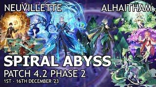 [Genshin Impact] Spiral Abyss 4.2 Phase 2 36* - C0 Neuvillette, C0 Furina + C0 Alhaitham Teams