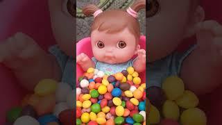 CUTE "SOFIA" CRYING IN THE BATHTUB WITH FULL OF M&M CANDY #mnm #youtubeshorts #shorts #trending