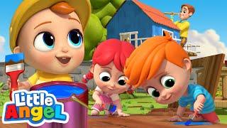 Helping Daddy Build A Treehouse | Little Angel Nursery Rhymes and Kids Songs