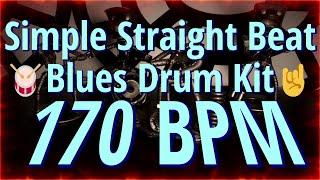 170 BPM - Simple Straight Beat - Blues Drum Kit - NO FILLS 21+ min  4/4 #DrumBeat - #DrumTrack -