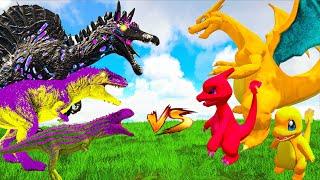 Pokemon vs Dinosaurs Spino & T rex - Ark Dinosaurs Fight