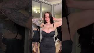 Natalya Polyakova in black dress. Crybaby. Big huge Boobs girl erotic girl