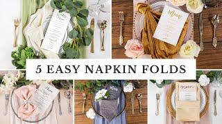 5 Stylish Napkin Folding Ideas (Easy Wedding DIY)