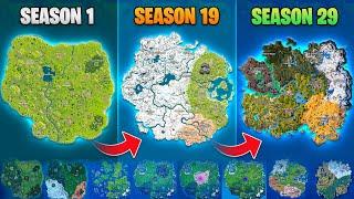 Evolution of Fortnite Map (Chapter 1 Season 1 - Chapter 5 Season 2)