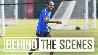 Auba, Laca, Willian, Balogun & Martinelli shooting practice | Behind the scenes